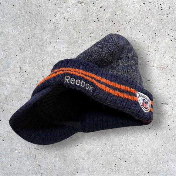 Denver Broncos NFL Knit Visor Beanie On Field Reebok One Size Acrylic Cotton - Picture 2 of 5